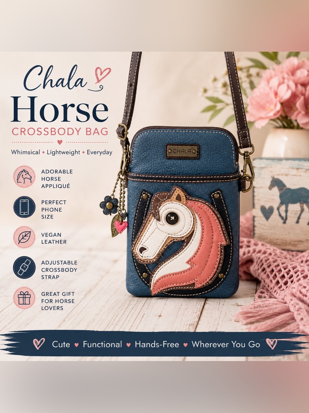 Chala Horse Cell Phone Crossbody Bag Whimsical Equestrian Purse